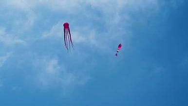 2支风筝在天空中摇摆视频的预览图